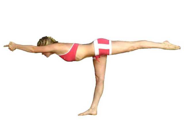 To perform Balancing Stick Pose: 1. Stand with your feet hip-width apa